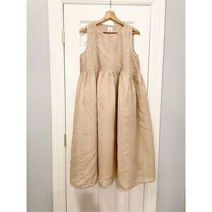 Michaela Greg 100% Linen Tank Dress In Crinkle Stripe Size M $317.00